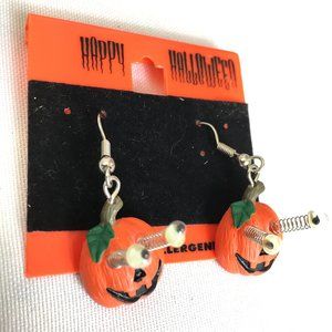 Google Eyes Pumpkin Holiday Earrings NWT